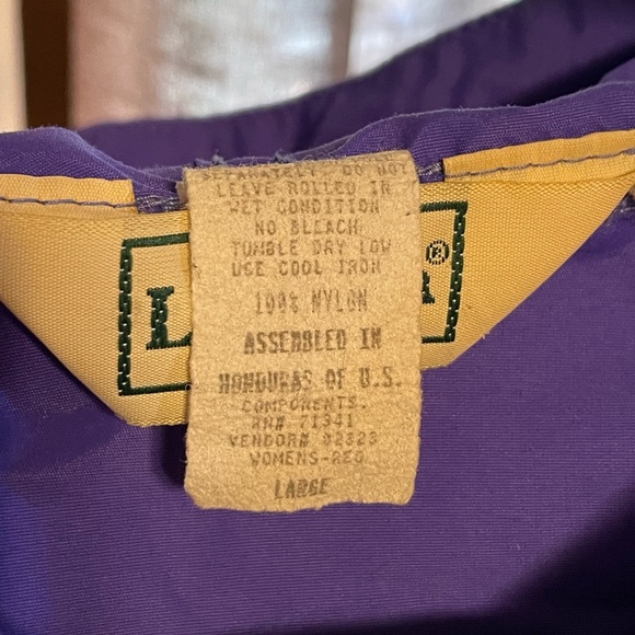 Vintage 90’s L.L. Bean Purple 1/2 Zip Anorak Pullover Windbreaker Jacket Sz L - Picture 6 of 6
